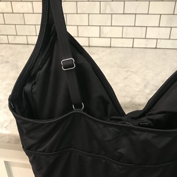 Lands End Tankini Swimsuit Top Womens 12 Long Black Adjustable Straps Swimwear - Picture 6 of 9